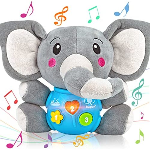 Aitbay Plush Elephant Music Baby Toys 0 to 6 Months, Cute Stuffed Animal Light Up Baby Toys Newborn Baby Musical Toys for Infant Babies Boys & Girls Toddlers 6 to 12 Months