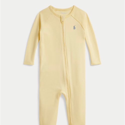 Cotton Interlock Footed Coverall Yellow