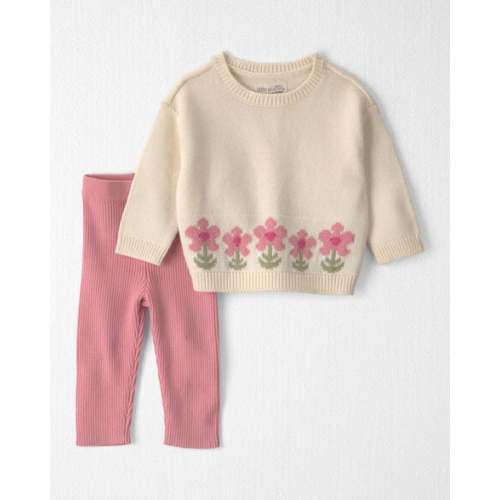 Baby Girl 2-Piece Organic Cotton Sweater Knit Top & Pant Set - Little Planet | Carter's