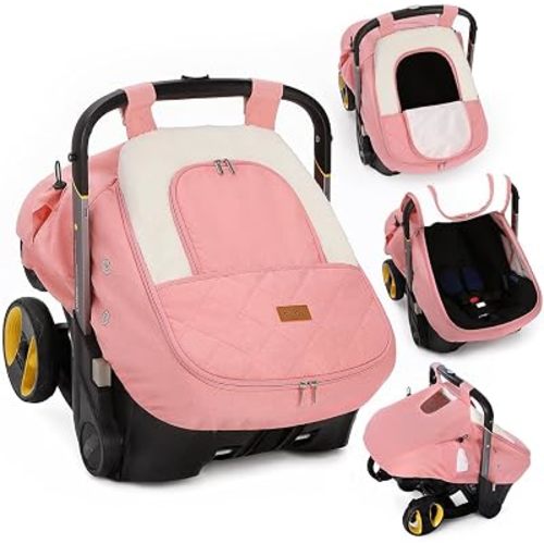 Winter Car Seat Cover Baby with Thick Lining, View Window, Storage Pocket