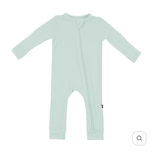 Ribbed Zipper Romper in Sage | Bamboo Romper | Kyte Baby