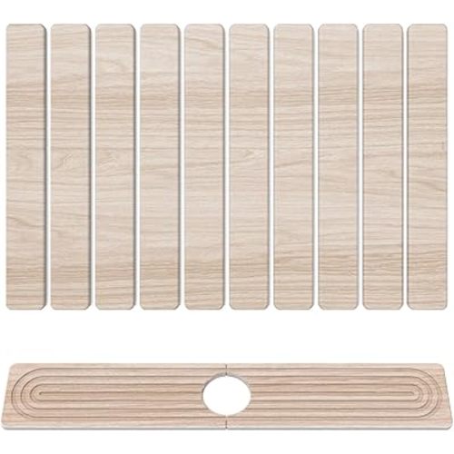Stone Drying Mat for Kitchen Counter, 24"x16" Water Absorbing Dish Drying Mat with 24"x4" Faucet Mat for Kitchen Sink, Diatomaceous Earth Quick Dry Stone Mats for Dishes Bottles Cups (Wood Grain)