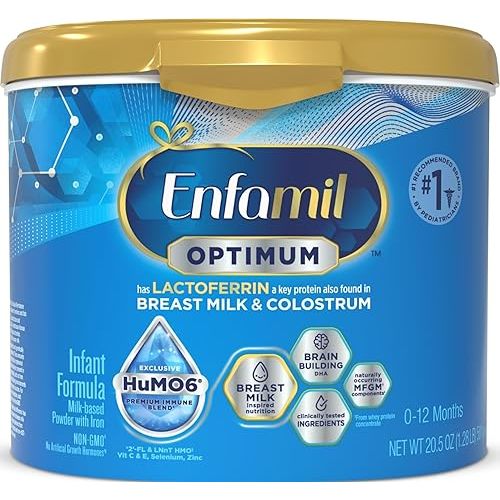Enfamil Optimum (Enspire), Our Closest Formula to Breast Milk, Immune-Supporting Lactoferrin and Brain-Supporting DHA Baby Formula, Powder 20.5 Oz Tub