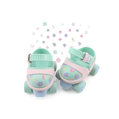 Toddler Kids Quad Roller Skates Age 3-5 C6 to C13 | Skates for Boys & Girls Adjustable 3-Stage Skating System with Detachable Toe Cap & Built-in Toe Stop for Training/Beginner