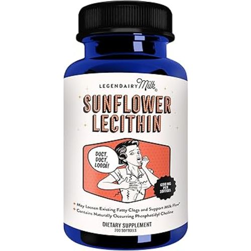 Legendairy Milk Sunflower Lecithin 1200mg, Lactation Support, Sunflower Lecithin Supplement for Clogged Milk Ducts, Made in USA, 200 Softgels