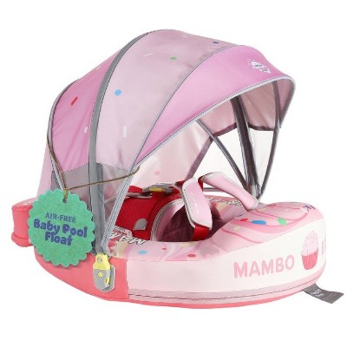 Mambobaby Sunny Navigator Baby Pool Float with Canopy Novelty Float - Cupcake Vanilla