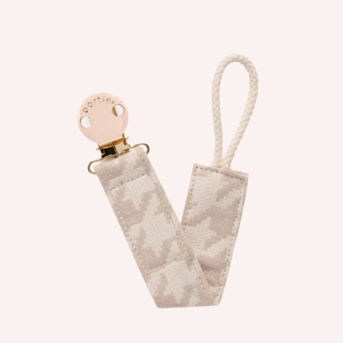 Petite Pacifier Clip - Houndstooth Neutral