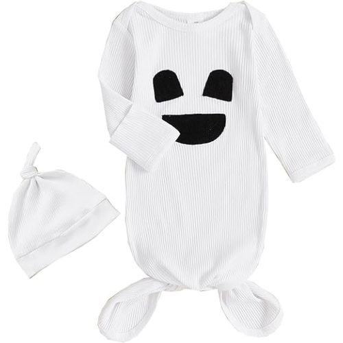 Newborn Boy Girl Coming Home Outfit Baby Infant Sleeper Gown Nightgown Outfits Cute Fall Winter Pajamas and Hat