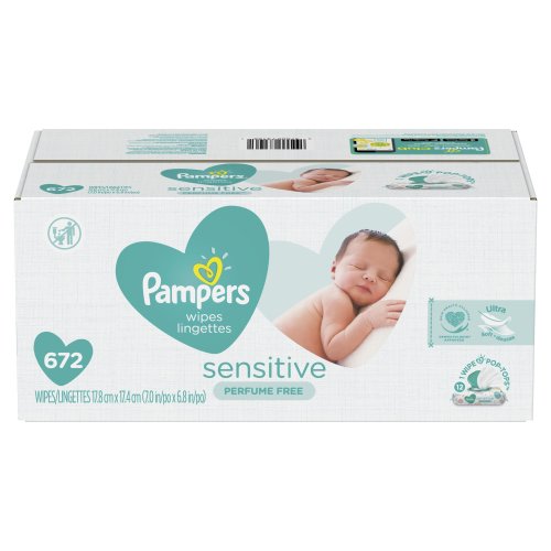 Pampers Baby Wipes Sensitive Perfume Free, 12X Pop-Top, 672 ct