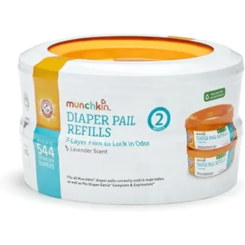 Munchkin® Arm & Hammer Diaper Pail Refill Rings, Holds up to 544 Newborn Diapers, 2 Pack