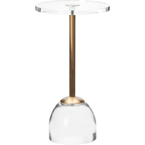Clear Acrylic End Table,Brushed Brass Metal,Side Table for Office,Nightstand for Living Room and Bedroom,Easy Assembly,12x12 inch，21.3 inch high