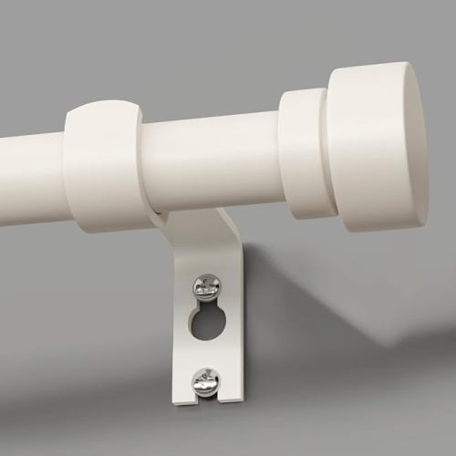 Modern White Curtain Rods for Windows 48 to 84 Inches Adjustable Length Heavy Duty 1" Diameter Window Curtain Rod with Decorative Finials for Outdoor Farmhouse Bedroom Kitchen Living Room