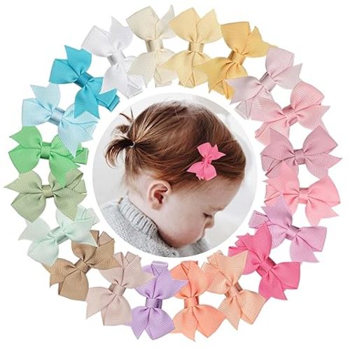 CÉLLOT Hair Clips for Girls - 42PCS Fully Lined Hair Bows Alligator Clips for Toddlers, Infants, Kids, 21 Color Pairs