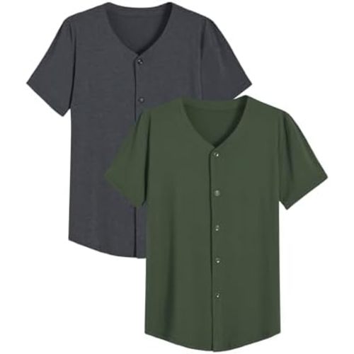 Latuza Men's Bamboo Viscose Button Down Pajama Shirt 2 Pack