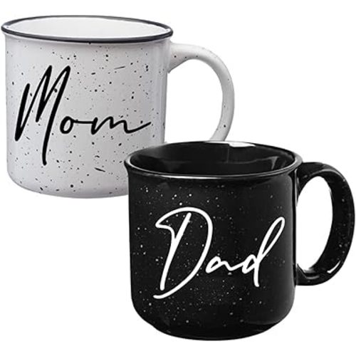 Mom Dad Campfire Mug Set - New Parents Couples Gifts - Pregnancy Announcement - Gift Ideas for Expecting Parents - Top Mom and Dad Gift Set - Baby Shower