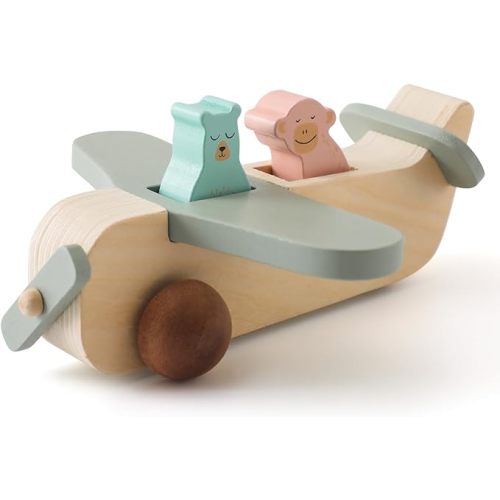 Wooden Airplane Toys, Air Transport Vehicles Play Set, Wooden Pull Games, Learning Gift Montessori Toy for Baby Toddler Boys Girls