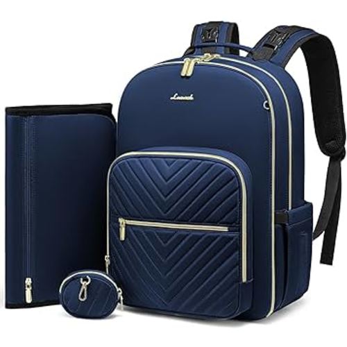 LOVEVOOK Diaper Bag Backpack, Quilted Baby Bag with Changing Pad & Pacifier Holder, Waterproof Travel Diaper Bags for Baby Boys Girls, Stylish and Large Capacity,Blue