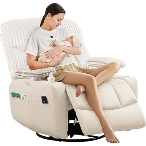SUNWAVE Power Nursery Rocking Chair with Adjustable Armrests for Nursing