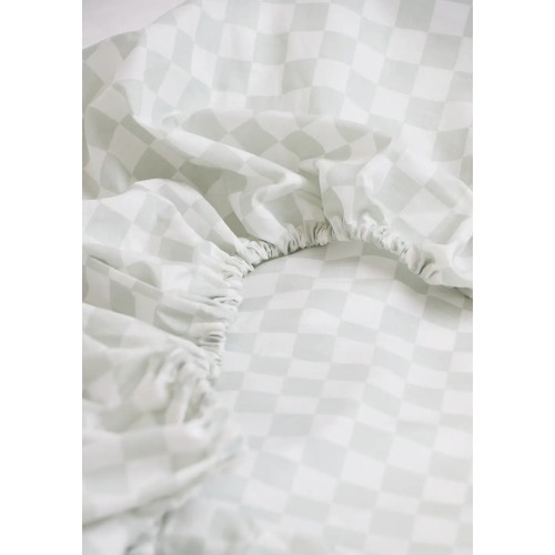 George Collective - 100% Stonewashed Cotton Fitted Bassinet Sheet - Desert Sage Checker - Onceit