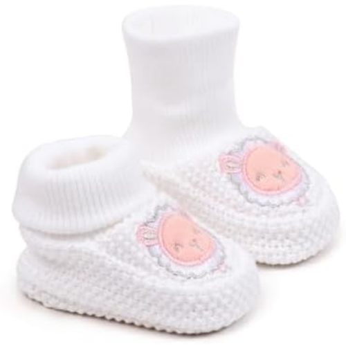 HsdsBebe Newborn Baby Boys Girls Booties Knit Cartoon animal Booties Warm Soft Cozy Socks Shoes for Baby Shower Table Decorations