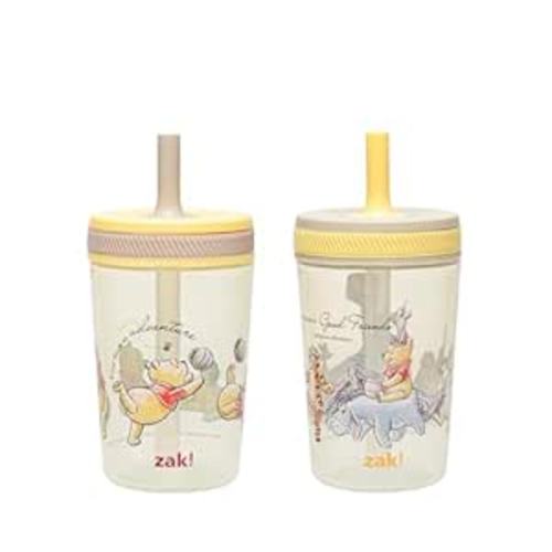 Zak Designs Disney Winnie the Pooh Kelso Toddler Cups For Travel or At Home, 15oz 2-Pack Durable Plastic Sippy Cups With Leak-Proof Design is Perfect For Kids (Winnie the Pooh & Friends)