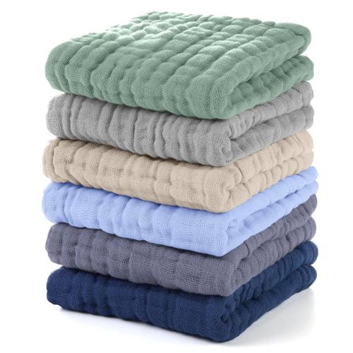 Unnivoll Muslin Burp Cloths Baby 12''X12'',Baby Washcloths 6 Pack, 100% Cotton Baby Wash Cloths Absorbent And Soft For Newborn Infants Kids Boys Girls Multicolor