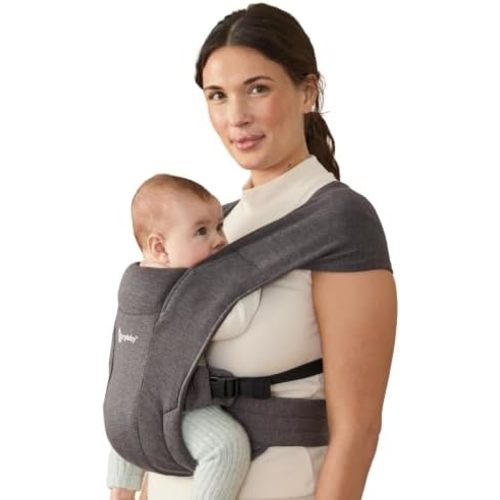 Ergobaby Embrace Newborn Baby Carrier for Infants 0-12 Months (7-25 lbs) - Ergonomic 2-Position Infant Carrier with Head and Neck Support, Hip-Healthy Positioning - Heather Grey