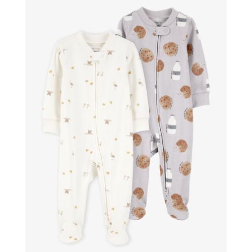 Baby 2-Pack  Cotton 2-Way Zip Sleep & Play Pajamas - Grey/Ivory | Carter's