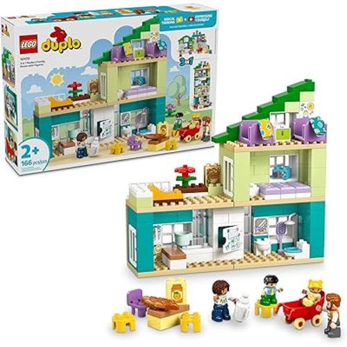 LEGO DUPLO Town 3 in 1 Modern Family House with Figures Building Toy - Learning Play Set for Toddler Boys & Girls, Ages 2+ - Fine Motor Skills Toys for Preschool - Gift for Birthdays - 10470