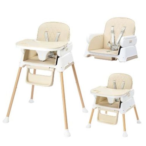 JOYMOR 5 in 1 Baby High Chair for Baby and Toddlers, Portable Highchair Fold Compact,Baby Feeding Chair Booster with Detachable Tray, 5 Point Harness