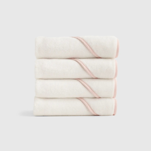 Organic Turkish Cotton Baby Hooded Towel Set 4-Pack in Soft Pink