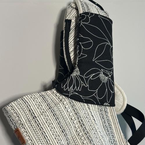 Black & White Floral Curved Machine Washable Suckpads for Happy Baby Carriers, Sakura Bloom, Ergo, Tula, Kinderpack, Hope and Plum and more