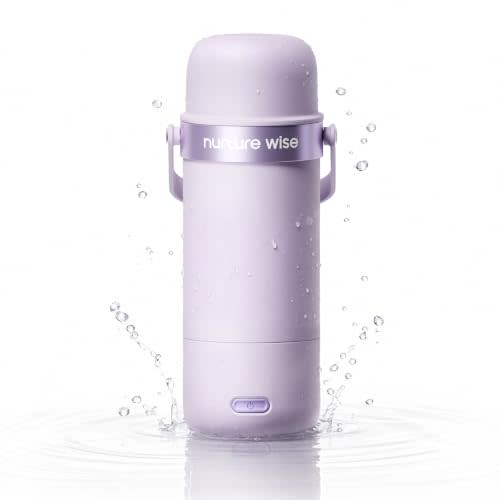 Portable Milk Warmer for Travel – Fully Washable (IPX5), Advanced Battery Protection, Built-in Sterilizing Mode, Triple Leak-Proof Design, Fast Heating for Breast Milk & Water, 18 Oz