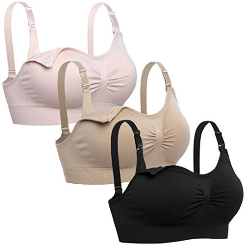 Lataly Womens Seamless Nursing Bra Sleeping Maternity Bralette for Breastfeeding Pack of 3