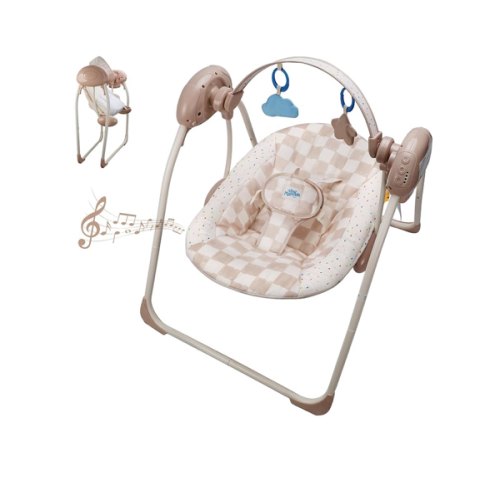 Baby Swings for Infants, Tiny Marvels Portable Swing with Adaptable Speed, Music, Removable-Toy-Bar, Foldable Infant Swing for Indoor and Outdoor Use, 0-9 Months 6-20 lbs(Sander Checker)