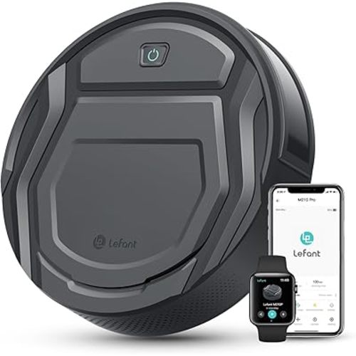 Lefant M210P Robot Vacuum Cleaner,Super Thin,Powerful Suction,Quiet,Self-Charging Robotic Vacuum Cleaner,Cleans Hard Floors to Medium-Pile Carpets,120 Mins Runtime,APP/Voice/WiFi/Alexa Control,Grey