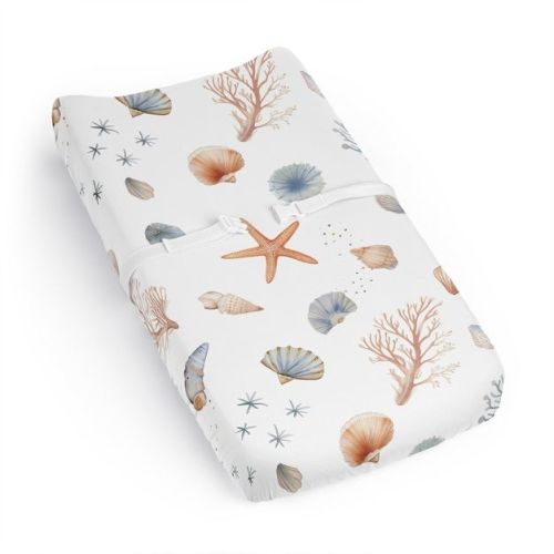 Sweet Jojo Designs Boy, Girl, Unisex/Gender Neutral Changing Pad Sheet Seashells Multicolor