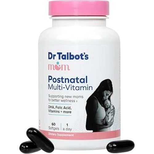 Dr. Talbot's Mom Postnatal Multi-Vitamin - DHA, Folic Acid, Vitamins, and More - Supports New Moms to Better Wellness - 60 Softgels