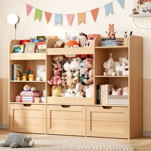 Latitude Run® 61" W Kids Toy Storage Organizer With Bookshelf, Toy Organizer With Stuffed Animal Storage, 3 Movable Toy Box, 4 Storage Compartments And 3-tier Bookshelf For Kid Toy Room Organization & Reviews | Wayfair