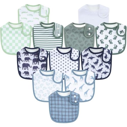 Baby Bibs Soft and Absorbent Cotton Bandana Bibs Set for Boys Girls Newborn Unisex Plain Color 3-36 Months