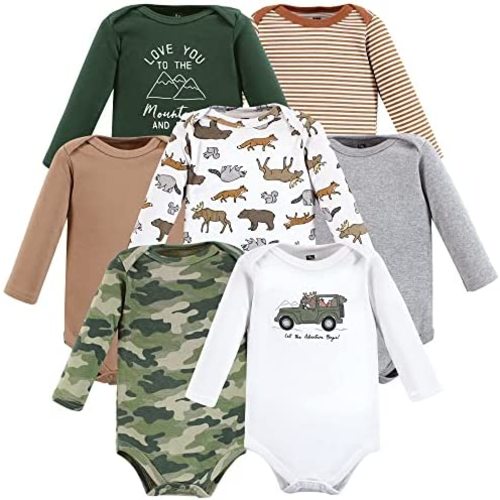 Hudson Baby baby-boys Cotton Long-sleeve Bodysuits 7-pack