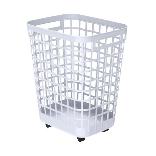 Mainstays 2.6-Bushel White Rolling Laundry Hamper with Easy-Clean Plastic and Smooth-Glide Wheels