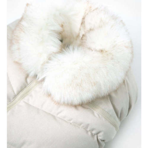 Tundra Car Seat Cocoon, White Fur & Beige Heather - 7AM Enfant | Maisonette