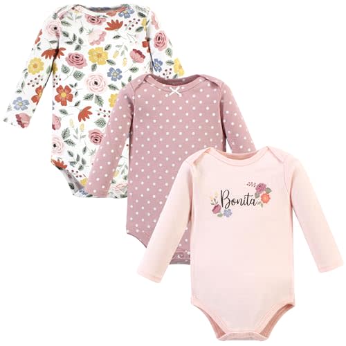 Hudson Baby Baby Girls' Cotton Long-sleeve Bodysuits 3-pack