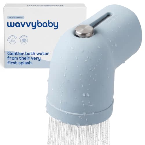 Bathtub Filter & Spout Cover | Reduces Chlorine & Impurities for Baby Skin | Rapid Flow Water Filter | Fits Standard Tub Faucets | Wave Blue