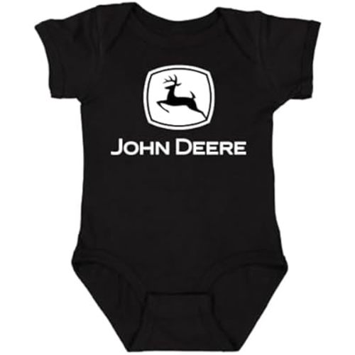 John Deere Infant Bodysuit, Girl Boy Unisex (Black with White Logo)
