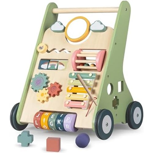 Bautia Wooden Baby Walker, Montessori Push Walker for Babies 10-12 Months