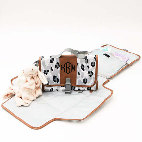 Monogrammed Portable Changing Pad | Black Sassy Spots