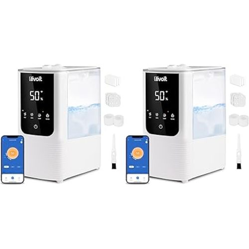 LEVOIT Humidifiers for Bedroom Home, Smart Warm and Cool Mist Air Humidifier for Large Room, Auto Customized Humidity, Fast Symptom Relief, Easy Top Fill, Essential Oil, Quiet, OasisMist4.5L, White