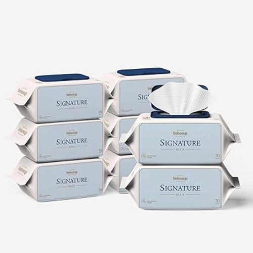 BEBESUP- Korea’s #1 Signature Baby Wipes - Hypoallergenic Water-based Unscented Alcohol-Free Ultra-Thick Super Seed Extracts Organic Plant-Based for sensitive skin Flip-Top 560 Count (8 Packs)